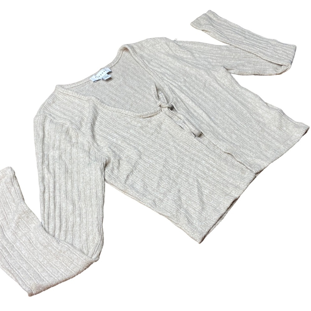 TopShop Crop Sweater Open Front With Tie Size XS